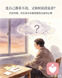 为什么有的成人不能直接说出自己的心理需求？是因为很多时候成人无法捕捉到自己的内在无意识的心理活动，头脑、心理、行为就不一致了，就陷入了自己内在的纠葛与混乱中。连自己都看不清内心真实渴望，自然没办法清晰、坦然地向他人表达诉求。配图