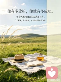 你有多放松，你就有多成功。每个人都用自己的方式在努力。心无紧绷，路自宽阔，不必追赶别人的节奏。