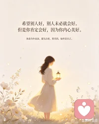 希望别人好，别人未必就会好。但是你肯定会好，因为你内心美好。善意向外流淌，最先治愈、照亮的，始终是自己。