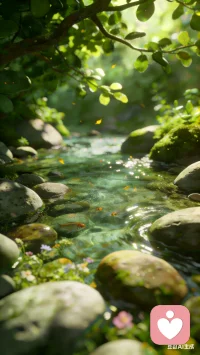 你看！再湍急的水流，也会温柔地的绕过石头，滋养出岸边的小花！
你的情绪，也值得被这样温柔以待！
不必急着坚强！在这里，你可以像这些小鱼一样，自由的游弋、自在的呼吸。我会一直在这里，安静的陪伴！配图