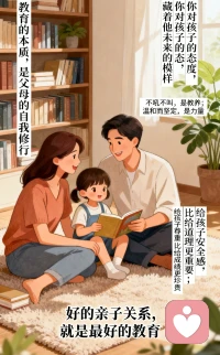 教育的本质，是父母的自我修行。
你对孩子的态度，藏着他未来的模样。
不吼不叫，是教养；温和而坚定，是力量。
给孩子安全感，比给道理更重要；
给孩子尊重，比给成绩更珍贵。
好的亲子关系，就是最好的教育。配图