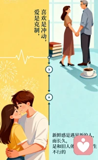 喜欢是冲动，爱是克制；新鲜感是遇见新的人，而长久，是和旧人体验新的人生。配图