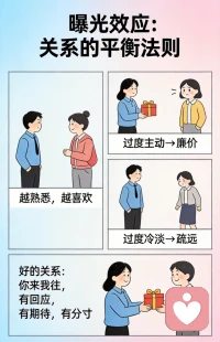 心理学上有个词叫“曝光效应”：越熟悉，越喜欢。但过度主动，会变成廉价；过度冷淡，会变成疏远。好的关系，是你来我往，有回应，有期待，有分寸。配图