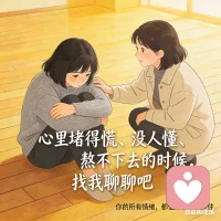 心里堵得慌、没人懂、熬不下去的时候，找我聊聊吧，你的所有情绪，都值得被好好接住。配图