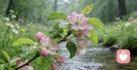 雨打花枝，水起涟漪。
在淅淅沥沥的雨声里，
慢慢感受春天的呼吸，
心也跟着变得柔软又平静。配图