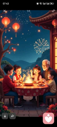 元宵夜的风裹着微凉，圆桌的暖却烫了岁月。灯笼映着孩童举箸的雀跃，白发翁媪的笑意漫过眼角。碗中汤圆滚着甜，手边烟火炸着欢。所谓圆满，从不是灯火璀璨，而是此刻，家人在侧，灯火可亲，岁岁年年皆安暖。配图