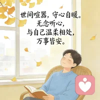 世间喧嚣，守心自暖。无念听心，与自己温柔相处，万事皆安。