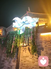 青石板铺展流动光影，游鱼逐光、莲荷静绽，立体彩蝶灯栖于巷侧。心理学提出，动态柔和的视觉画面可分散精神焦虑，使人从繁杂思绪抽离。缓步踏过流光，视线随锦鲤轻游，紧绷心绪慢慢松弛，虚实相融的夜景，成为治愈心灵的温柔容器。配图