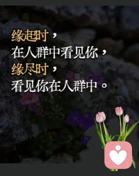 你遇到的每个人都是你人生的经历！
相逢已是上上签，得失随缘，好坏皆风景！