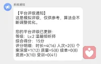 很荣幸在“倾听师”这个新身份里，拿到了 Lv.2 认证 与 15分满分。
 
这不仅仅是一个分数，更是一份责任。
我愿用我的岁月，去治愈你的碎碎念。
今晚夜色很美，你的心事可慢慢给我说。
我愿成为你最忠实的倾听者。配图
