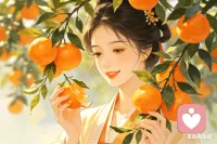 新橙试摘，爱他触手余香脆。