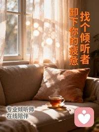 如果你想找个人说说话，我在这里。
我不评判你的对错，不逼你原谅谁，也不想给你灌鸡汤。
我只想听你说，听你哭，陪你安静地待一会儿。