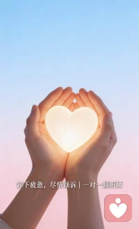 你是不是也这样：
白天笑着应付所有人，晚上一个人崩溃。
心里装了太多事，越压越重，越藏越累。
其实你不用一个人扛所有。
专业倾听，保密陪伴，
帮你梳理情绪，找回内心的平配图