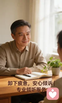 心里积攒了太多委屈
没人倾诉、不敢倾诉、无处诉说
深夜失眠、情绪内耗、压力缠身
心事压在心底，越憋越难受
 
我是专业倾听师
安静听你所有情绪
不评判、不打断、不指责
烦恼、委屈、感情纠葛、生活压力
都可以放心全盘托出配图