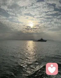 船行过厦门湾的清晨与黄昏，
天是淡蓝的信笺，
海写满流动的波纹。
双子塔扬起城市的帆，
落日把碎金，撒在每一片浪尖配图