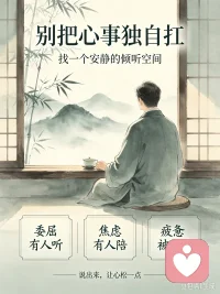 别把心事，当成只能独自消化的旧包袱
 
人这一生，总会攒下许多放不下的“包袱”。不一定是大件的苦难，更多是细碎、反复压在心底的情绪：委屈、焦虑、无力感，一遍遍在心里打转，找不到合适的出口。
 
很多人习惯独自硬扛。觉得这点烦恼不值一提，不愿向家人倾诉，怕给亲友增添负担；也不愿随便找人诉说，担心被评判、被说教。于是情绪一直闷在心里，日积月累，慢慢内耗自己。
 
其实情绪和杂物一样，积压久了，只会越来越沉重。你不需要强迫自己“想开点”，也不必要求自己快速走出低谷。你只需要一个安静、不带评判的倾听者，安心把心里积压的感受说出来。
 
倾诉不是软弱，是给情绪一个安放的地方。有人认真听见你的难处，接纳你的疲惫，不用急着给解决方案，只是静静陪着你梳理内心。当心事被看见，紧绷的心，才能慢慢松下来。
 
生活不必一个人硬撑。如果你心里藏着无处诉说的情绪，不妨找一个安全的空间，好好讲一讲。