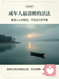 长恨人心不如水，等闲平地起波澜｜成年人的内耗，大多是平地起浪
 
刘禹锡：长恨人心不如水，等闲平地起波澜。
 
你有没有过这种感受：
明明日子安安稳稳，没争没抢，
可风波说来就来，误会凭空而生。
 
你没有招惹谁，却被卷入是非；
你真心待人，换来猜忌与揣测。
外面的风浪看得见，可人心的暗流，藏在平静之下。
 
很多内耗，不是来自大灾大难，
而是这种平地突然掀起的波澜。
一段关系里莫名的疏远，一句被曲解的话语，没来由的猜忌、背后的闲话。
 
我们反复回想、自我怀疑，不断复盘到底哪里做错，
在别人掀起的情绪里，消耗掉自己大量精力。
 
水起波澜，尚有风雨作为缘由；
人心生波澜，有时毫无来由。
 
不是你不够好，只是人性本就复杂。
不必强迫所有人理解你，也不要拿别人的情绪惩罚自己。
 
当无端的风波找上你，
困住你的从来不是事情本身，
是你放不下的纠结，反复咀嚼的委屈。
 
如果你长期陷在人际内耗、情绪拉扯里，
心里压着很多委屈无处诉说，
可以来找我聊聊，把心里的波澜慢慢抚平。