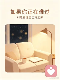 如果你正在难过，别急着逼自己“好起来”
 
最近收到一些朋友的消息，他们说：“我知道我应该振作，但我做不到。”
 
其实我想先告诉你：难过不是错，暂时走不出来，也不是你不够坚强。
 
很多时候，我们总被身边的声音催促：
“别想太多了。”
“你要乐观一点。”
“这点事不算什么。”
 
可真正处在情绪里的人，最需要的往往不是道理，而是有人愿意安静地听一听。
 
我不是来劝你马上好起来的，我只是想陪你把心里积压已久的话说出来，帮你一起看清，自己到底卡在了哪里、累在了哪里。
 
如果你此刻正经历心情低落、焦虑疲惫、无人理解的委屈，深夜胡思乱想、独自内耗，或是迷茫无助、找不到出口，都可以放心来找我聊聊。
 
我会耐心倾听、温柔陪伴，不评判、不指责、不说教，给你一个安全、放松、可以完全做自己的倾诉空间。
 
如果你也正在经历情绪低谷，别一个人硬扛，大胆把心事说出来，心里真的会轻松很多。
 
愿意的话，可以来我的主页预约倾听，我们一起慢慢梳理情绪、卸下疲惫，走出低谷。
