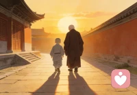 小和尚夜里怕鬼，总觉得身后有影子跟着。
老和尚点灯：“你看那影子是谁？”
小和尚：“是我。”
老和尚：
“你怕的不是鬼，是你自己的影子。
你往前走，它就在身后；
你回头看，它永远吓你。
人这一生，最怕的，多是自己吓自己。”