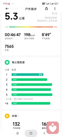 早安ﾉ☀世界

跑步渐入佳境的感觉？图一是今天跑的。

每星期一三五跑5km左右，一个月了，今天跑下来感觉比较轻松，先慢后快，没有出现之前左小腿疼、脚腕疼或右膝盖疼的情况，整个跑下来是轻松愉悦😁的。

接下来大家觉得是提平均配速，提跑量？还是说先不提呢？配图