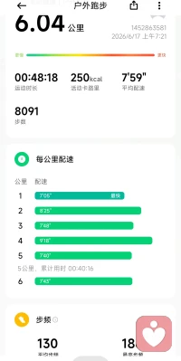 这一周的跑步数据，嘿嘿😁今天平均配速又刷新了:7分06。

这周一到周五，天天淋雨。想到一首歌《淋雨一直走》。

周三跑到最后两公里，大雨倾盆。旁边躲雨的几位姐姐喊我：“下雨啦，快过来躲啊！”我挥挥手，继续跑。我是在迎接这场雨。淋雨的快乐有人懂吗？🌧️🏃‍♂️

今天在江边跑，又遇上小雨。有个大哥用粤语说：“哈哈哈哈哈，落雨啊，你还跑？”我笑了笑，心想:大哥，你还不是下雨还在钓鱼。配图