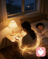 娃睡了之后，我为自己抽了三张禅卡

她们睡了。

寂静是最好的结界。我点亮一盏小灯，抽了三张禅卡。每一张，都是一次温柔的上升。

---

第一张：爱人

它说：越给越有。去付出爱，而不是索取爱。

在把自己耗成碎片的带娃日常里，我常常觉得自己是一口干涸的井。而这张牌像一个反转的咒语——当你给出拥抱，耐住性子讲第三十遍故事，把最后一口好吃的留给他们，那个“给”的动作，反而让你触到了自己深处不枯竭的泉眼。

爱人。原来我就是爱本身，不是等着被爱的人。

---

第二张：师父

这张牌，我抽到过两次。上一次是几年前跟着老师上课时，它像一个遥远的前方。今晚它又来了。

看见它的瞬间，眼眶有点热。

这些年，一个人在暗处摸索，在无人看见的地方一次次把自己拼凑起来。没有观众，没有掌声。

而这张牌像一次轻轻的拍肩：你进步了，成长了，又上升了。师父不是高高在上的角色，而是当你终于成为自己生命的向导，可以在风暴中对自己说“会过去的”。

这份喜悦是加倍的，因为它来自无人知晓的独自成长。

---

第三张：源头

如果说第一张是向外流淌，第二张是向内扎根，那第三张是归位。

我是一切的源头。

带娃再累，会过去的。再崩溃，会过去的。而你穿越过去，就是生命的源头——不是终点，是开始；不是枯竭，是源源不断的回流。

你一直在这儿。所有的波浪都从你起，所有的波浪都归于你。

---

灯光静静亮着。水晶宝宝们泛着柔和的光，木雕小伙伴们沉默守护。

感恩它们来到我身边。感恩这个夜晚。

如果你也曾在无人看见的暗夜里独自成长——我想对你说：你会累，会崩溃，会怀疑。但你也会在某个夜晚，认出自己：

是爱人。是师父。是源头。

晚安。愿我们都在寂静中，一次次回到自己身边。

---