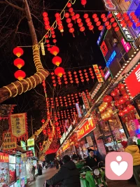  灯笼高挂，夜色温柔，人间烟火，岁岁无忧。配图