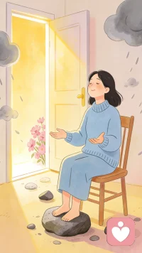 只有当你敢于表达自己的真实感受时，内心的重负被卸下，自愈之门才会随之打开。配图
