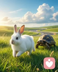 龟兔赛跑的故事，大家都听过，

现在假如你是那只兔子，因为跑得快，快于裁判预设的完赛时间，而被认为是作弊，你心里是什么感受？如何解决此刻身心遇到的问题？

假如你是那只乌龟，落在别人后边，你心里是什么感受？如何解决此刻的内心感受？配图