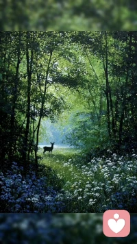 犬吠水声中，桃花带露浓。
树深时见鹿，溪午不闻钟。
野竹分青霭，飞泉挂碧峰。
无人知所去，愁倚两三松