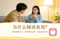为什么倾诉有用？
因为：语言化情绪 = 大脑从情绪脑切换到理性脑，说出来的那一刻，痛苦就已经减轻了。配图