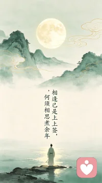 相逢已是上上签，何须相思煮余年。
山水一程皆过客，且将旧事付云烟。