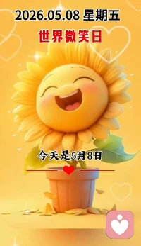 世界微笑日
记得要微笑哦 ！早安 😊配图