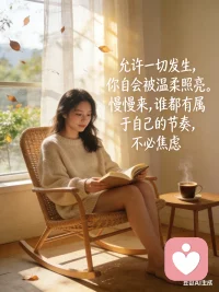 允许一切发生，你自会被温柔照亮。
慢慢来，谁都有属于自己的节奏，不必焦虑配图