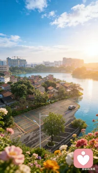 朝光吻醒古村，云在蓝天上流浪，水在风里漾着光。
花香漫过檐角，把一整个春天，都揉进这片刻的温柔里。配图