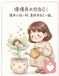 自我疗愈：把自己重新“养一次”
 
- 满足自己内心那个没被爱过的小孩：想吃就吃、想休息就休息
​
- 允许自己脆弱、难过、发脾气，不再压抑
​
- 坚持运动、写日记、倾诉，把积压的情绪排出去