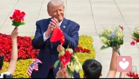 中美携手，共创辉煌。
大国风范，礼仪之邦！