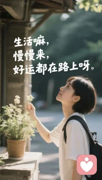 即使全世界都抛弃你，至少你还没有放弃自己！ 人生路上总是起起伏伏，困难重重，但我们都会一步一步的去迈过，终将抵达胜利的终点。所以不必急于一时的得失胜负，因为人生还很漫长，慢慢来。我们除了经历磨难，也要享受人生。祝福每一位在人生路上不断向前的人们！配图