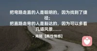 ☘️把弯路走直的是聪明人，因为找到了捷 
径；
把直路走弯的是豁达的人，因为可以多看
几道风景…配图