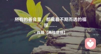 ☘️所有的善良里，
     都藏着不期而遇的福报…配图