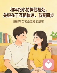 和年纪小的伴侣相处，关键在于互相体谅、节奏同步，不要用年龄去压制对方，也不要因年纪差距过度迁就，多沟通彼此的想法与未来规划，尊重各自的生活节奏与社交圈，遇事多包容少指责，多理解少说教，让感情在平等轻松的氛围里慢慢成长，只要心意相通、彼此珍惜，年龄差并不会成为阻碍。配图