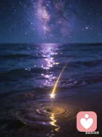 “夜色是深邃的海，
我的思念是沉入海底的星子，
安静，闪烁，只为你可见。
晚安，好梦。🌊💫”配图