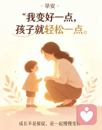 @所有人 早安呀🌞
我们总想把最好的给孩子，
却忘了——
父母稳定的情绪，
才是孩子一生的底气。
你不需要做完美的父母，
你只需要成为一个愿意成长的大人。
你每一次的觉察，
都在悄悄改写孩子的未来。

✨今日打卡词：我变好一点，孩子就轻松一点