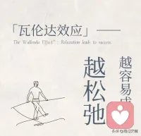 每日心理学知识
心理第八效应
瓦伦达效应∴专注于事情本身，不患得患失
任何人要想做好一件事情，首先是要专注于该事情的本身，不要考虑与该事情无关或相关的其他事情。
做事情前，人们如果太在意事情结果和周围人言谈，就会忽略事情本身，被无形压力和欲望透不过气来，身体就会下滑，人们也不停告诉自己要成就某事，越这样就会南辕北辙，偏离轨道。
家庭教育也一样：家长在孩子学习中，在乎周围人对孩子评价，而忽略孩子感受，越想望子成龙，望女成凤的压力就越大，家长的过渡关心，急于求成想帮助孩子，结果套致孩子心理压力过大，而与目标背道而驰。

瓦伦达效应告诉我们做事不要思前顾后，三心二意，不要提前心理预测事情可能出现状况，只要一心一意做好眼前事情，就能得到结果。配图