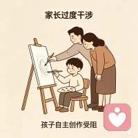 父母在孩子幼儿期，儿童期要有一条界线：
幼儿需要保护，但不能过分保护；
监督儿童做事的过程，但不干涉他们。

过分保护：孩子将会对自己的能力缺乏自信
干涉做事：孩子会相信自己做的事都是“错”的。配图