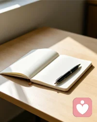 好好亲亲是不带批判的，陪伴也是最真诚的治愈。
     生活中在一个干净的书桌上放着一个笔记本和一支钢笔，记下自己的日记配图