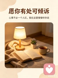 心事不必一个人扛，也不必总在夜里悄悄消化。
如果你累了、闷了、有话不知道跟谁说，我在这里，慢慢听你说。