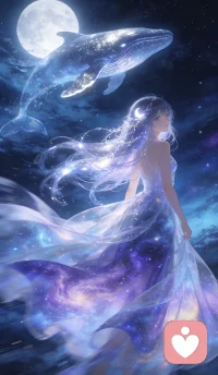 世界慢慢安静下来了，就让星光、晚风、和这只温柔的鲸鱼，陪你入睡吧！晚安✨