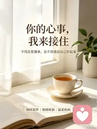 很多话找不到合适的人诉说。
在这里，你可以放心袒露真实想法，不评判、不说教，只认真倾听。
随时等候倾诉。配图