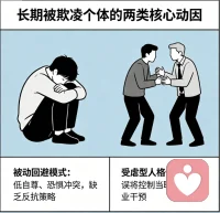 从心理学视角看，长期处于被欺凌处境的个体，常见两类核心动因：一是因低自尊、恐惧冲突形成的被动回避模式，缺乏有效反抗策略；二是可能存在受虐型人格倾向，在伤害关系中误将控制当作联结，需专业干预打破这种心理循环。配图